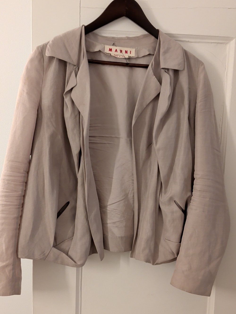 Marni Women's Light Gray Draped Open Blazer